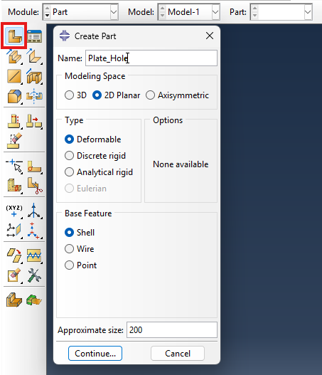 Abaqus part module.